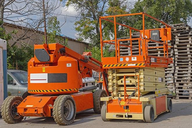 forklift truck transporting products in a warehouse in Springfield